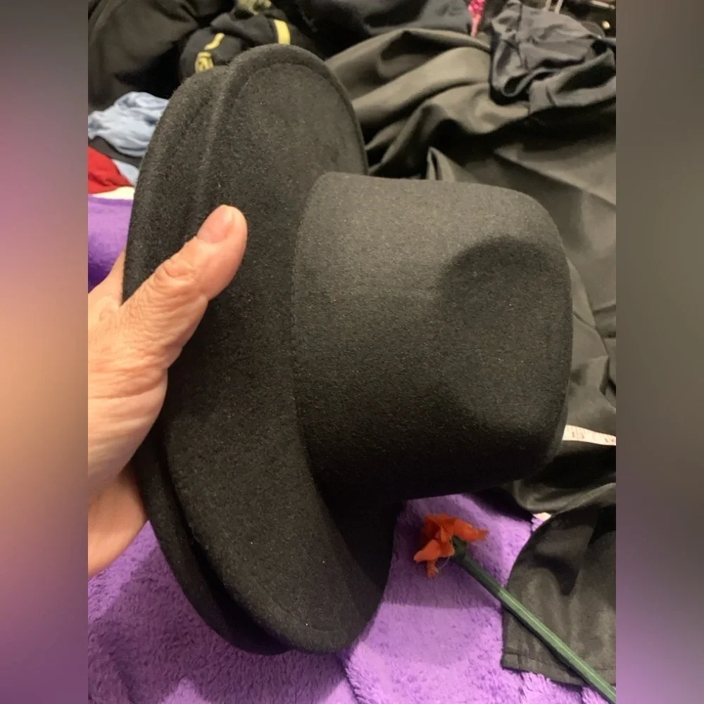 NWOT Black Fedora Hat. Polyester/cotton blend material. - Picture 4 of 5